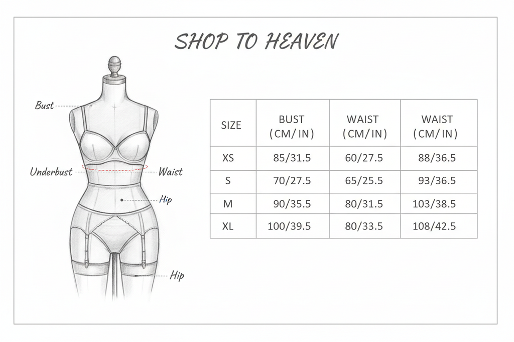Mesh Detail Intimate Set - Size Guide
