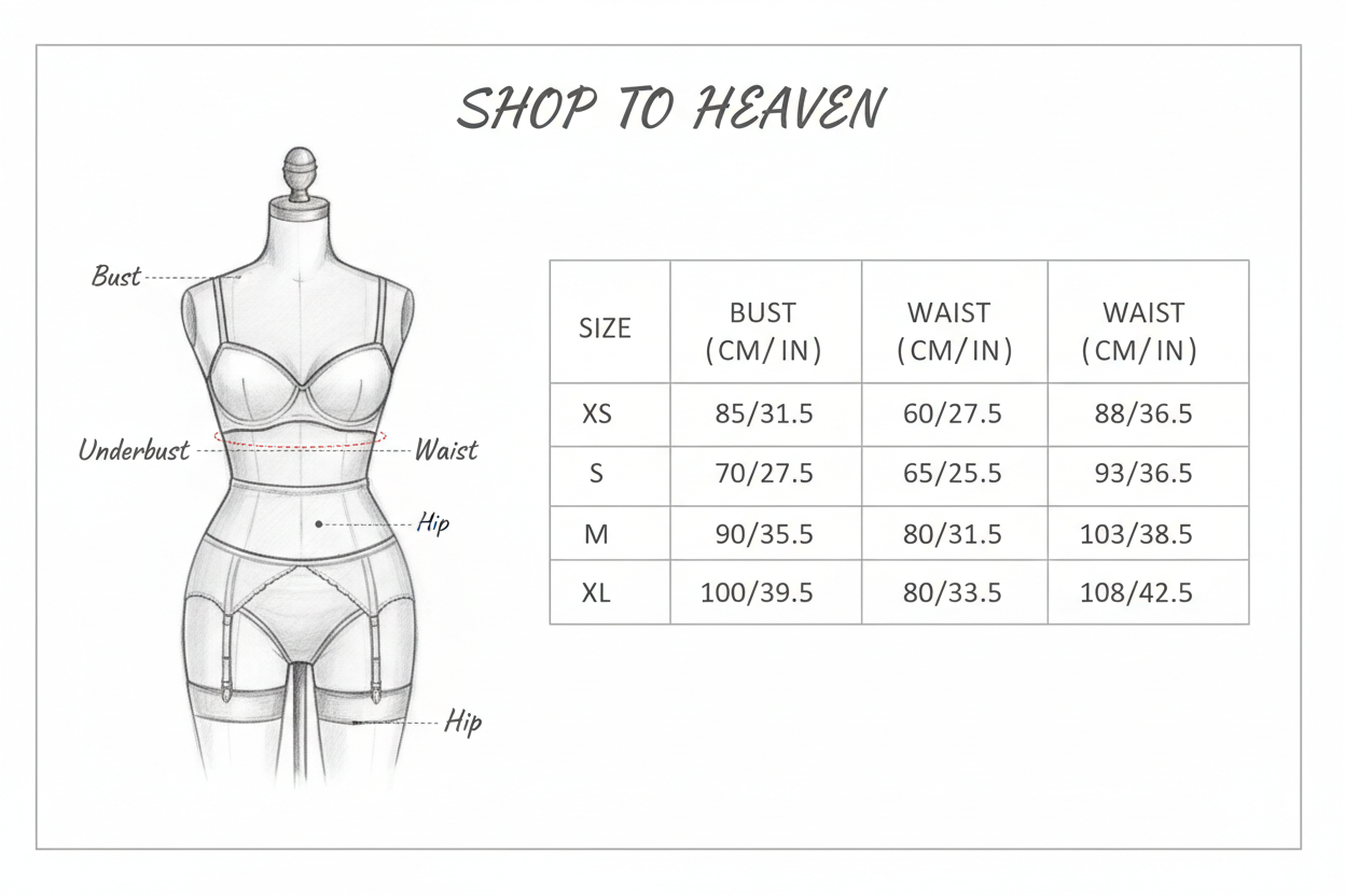 Mesh Detail Intimate Set - Size Guide