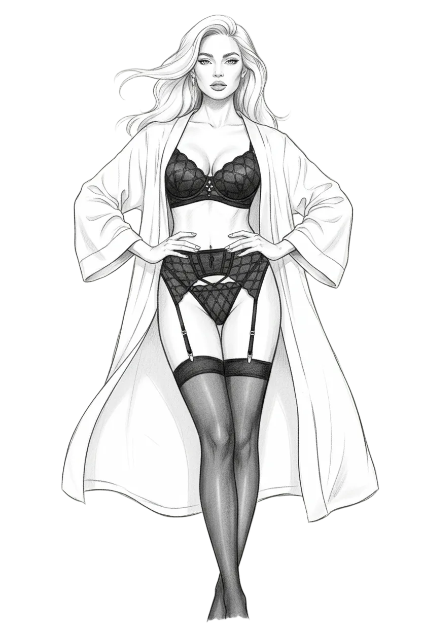 Mesh Detail Intimate Set — 3-Piece Garter Lingerie
