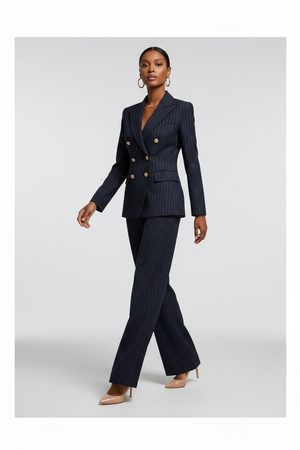 Navy Pinstripe Power Suit – Cover