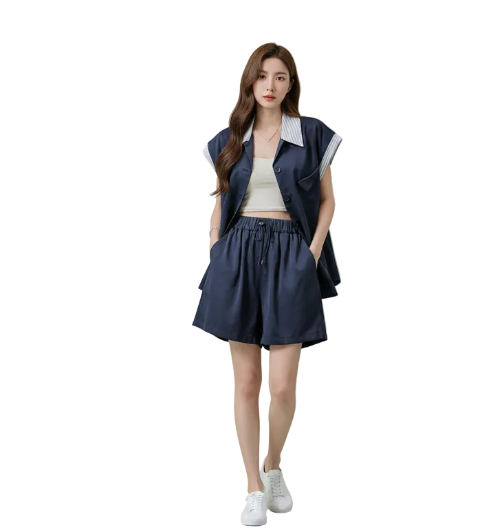 Sleeveless Vest Top & A-Line Skirt Set — Coordinated Two-Piece
