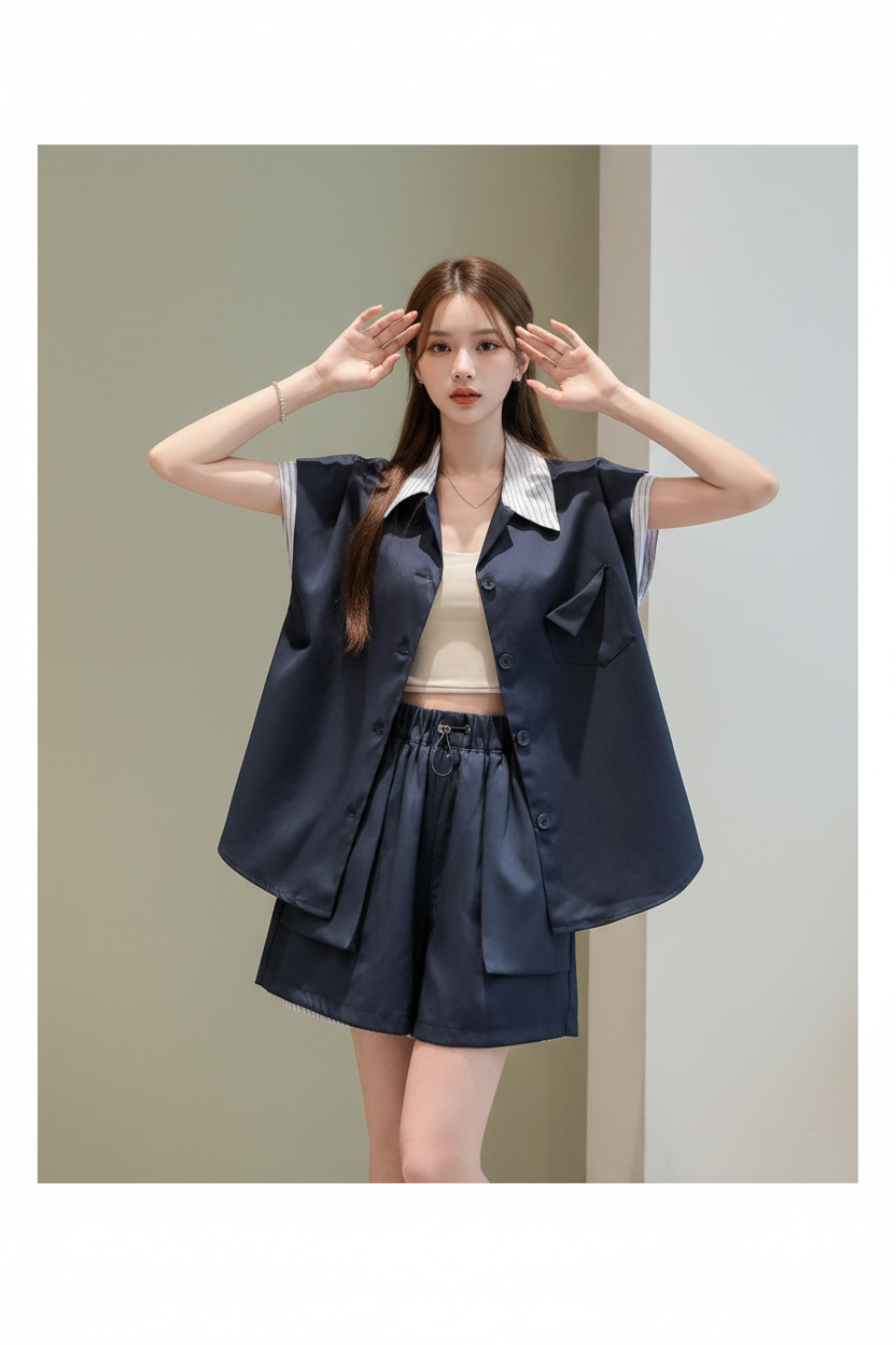 Navy Vest & Shorts Set Cover