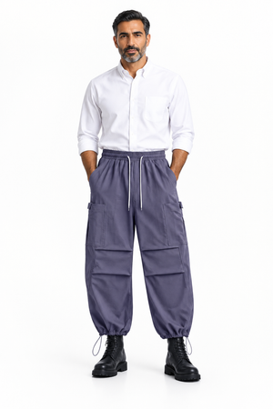 Nylon Cargo Pants Purple