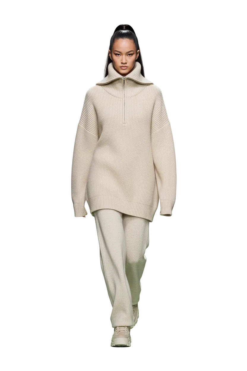 Women's Oversized Zip Turtleneck Sweater