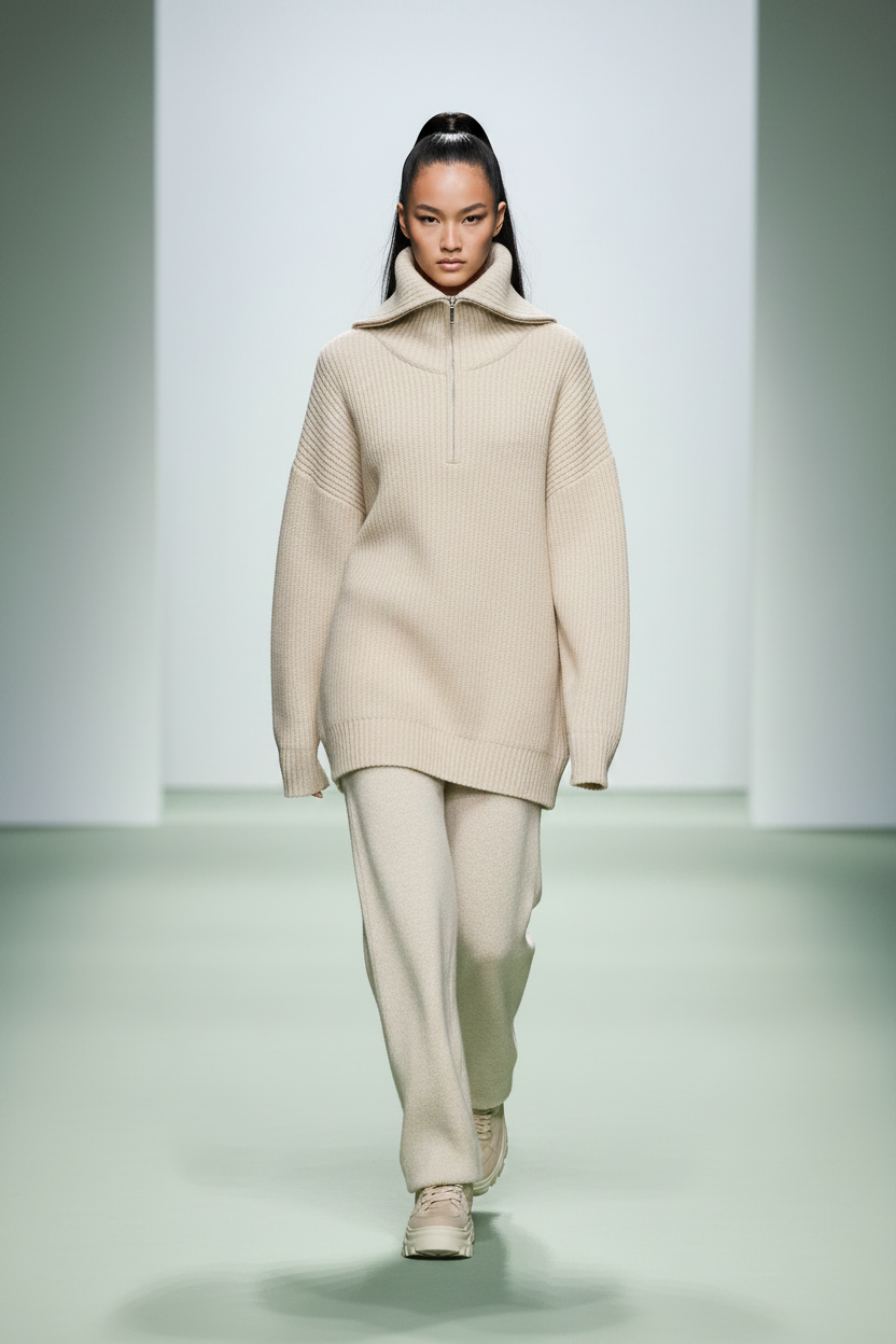 Oversized Zip Turtleneck Sweater - Framed