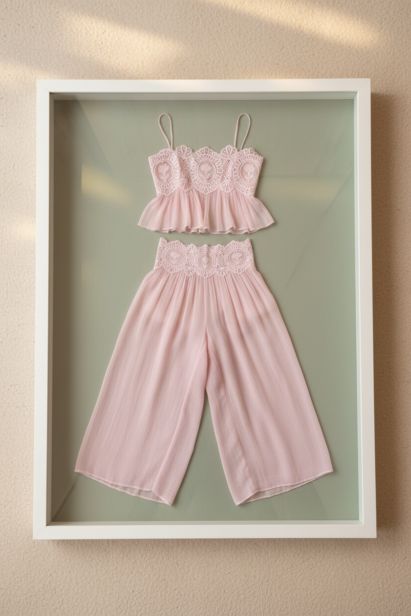 Pink Lace Set Framed