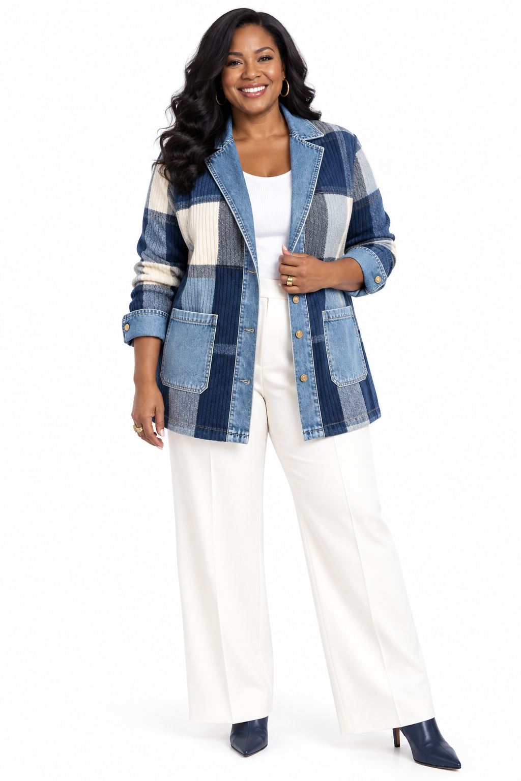 Plaid Cardigan Blue Cover