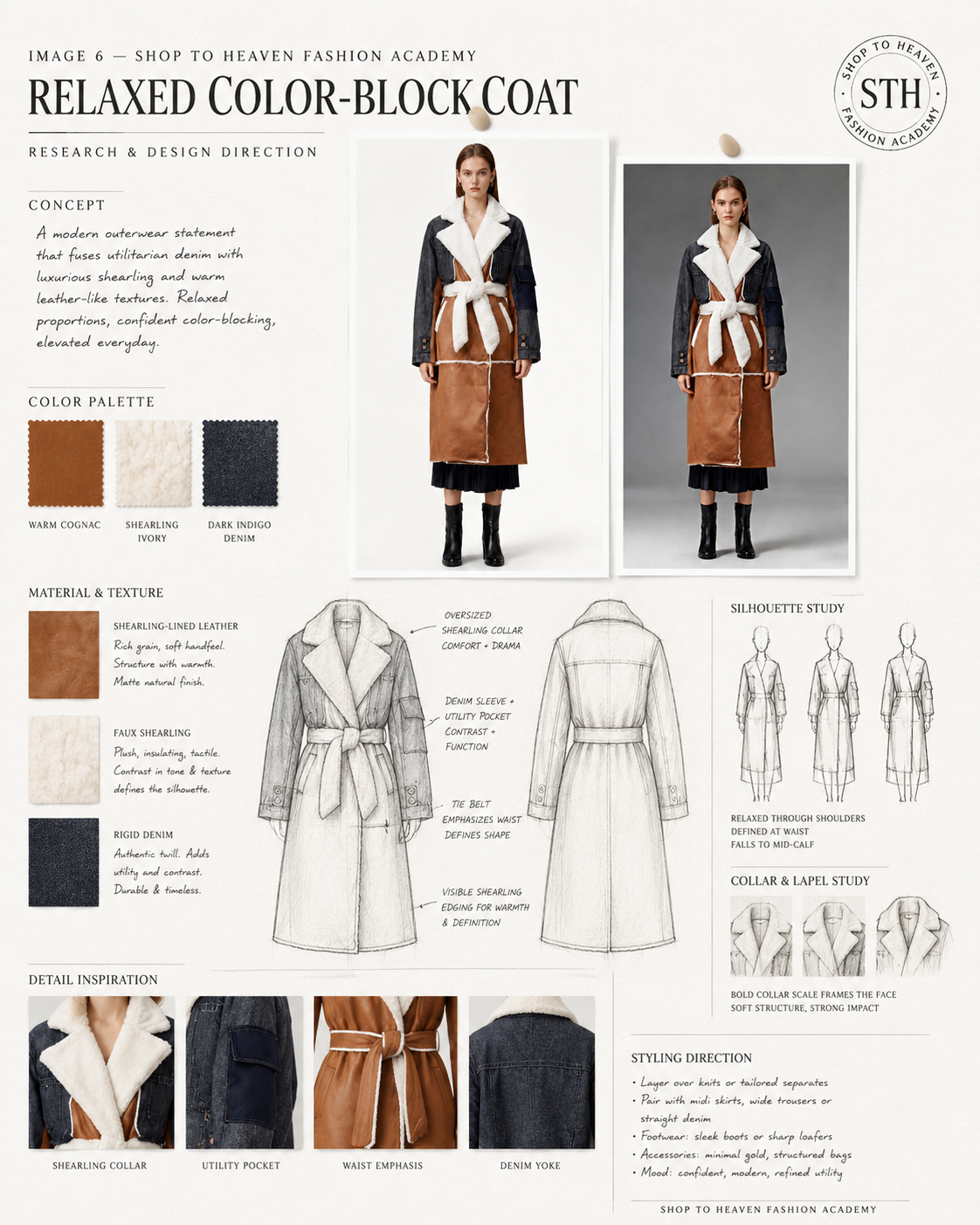 Shop To Heaven Relaxed Color-Block Coat fashion academy moodboard