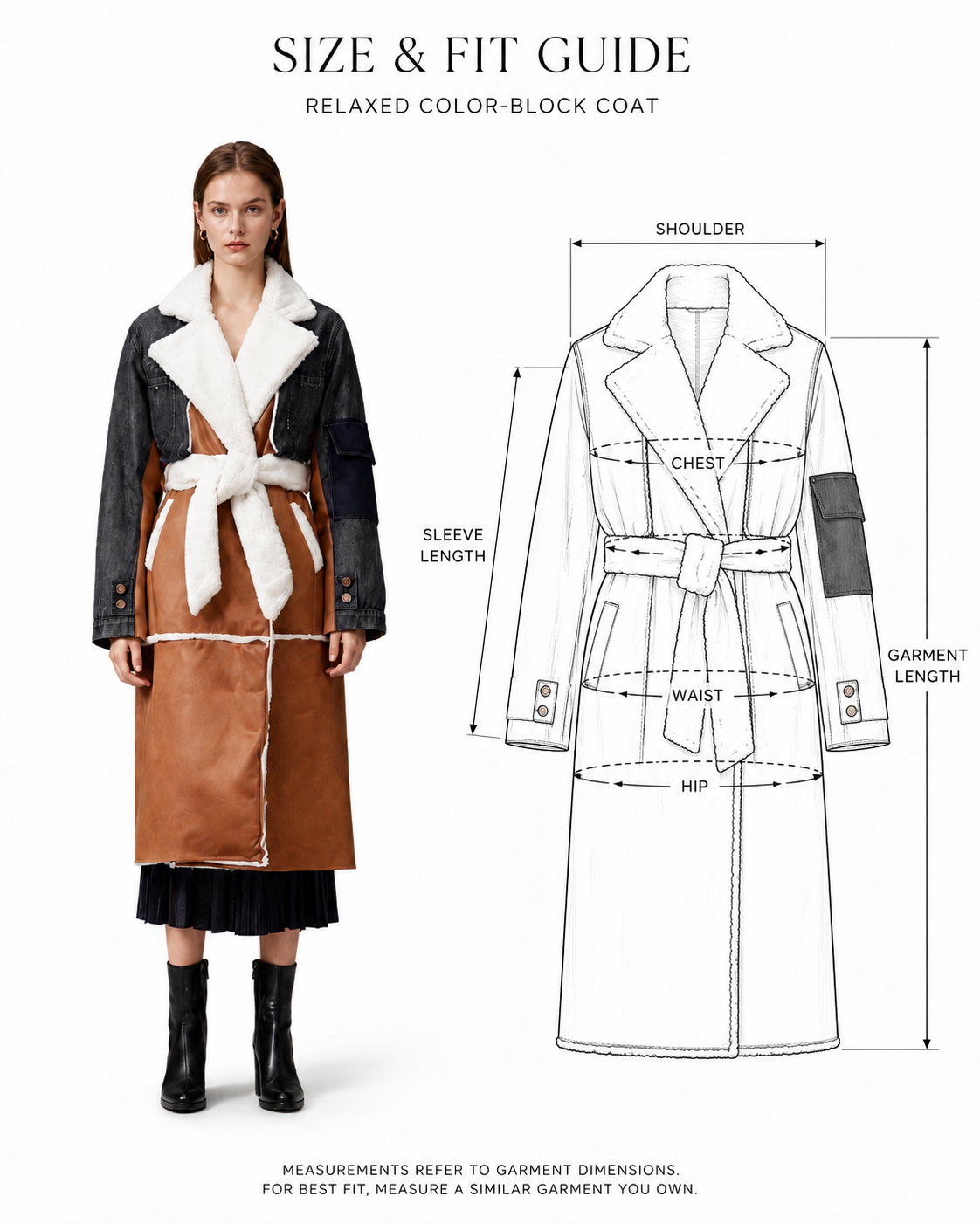 Shop To Heaven Relaxed Color-Block Coat size and fit guide