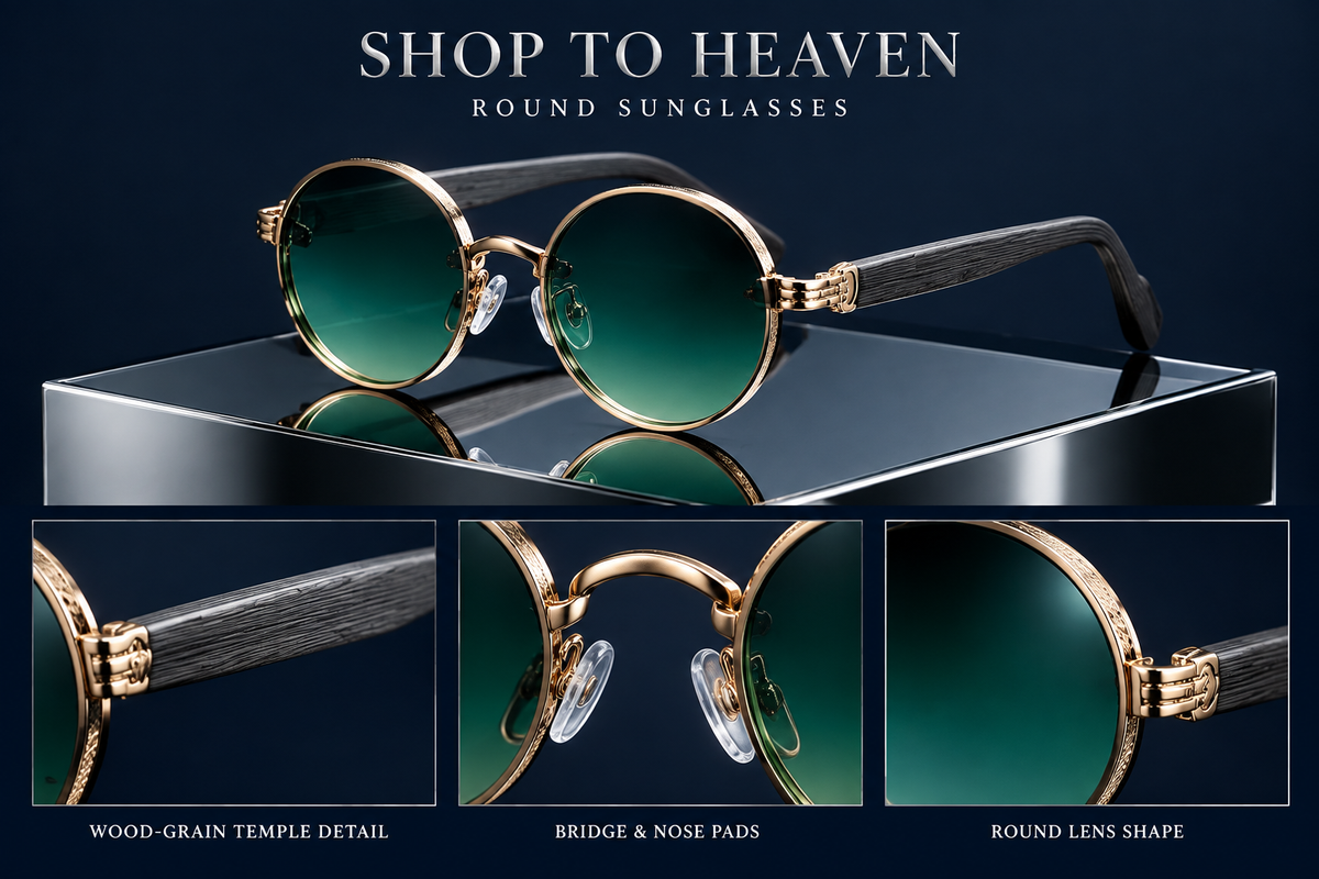 Round Sunglasses Temple and Frame Details