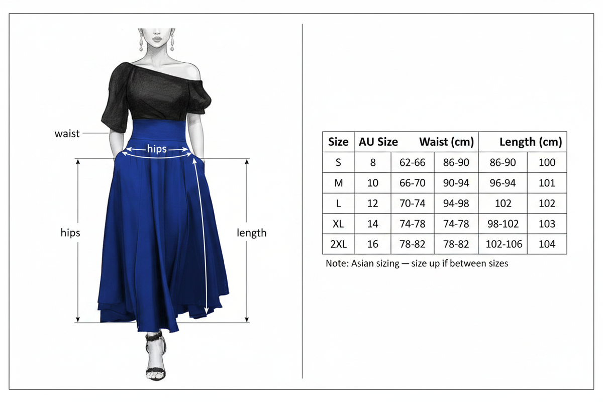 Size Guide – A-Line Maxi Skirt
