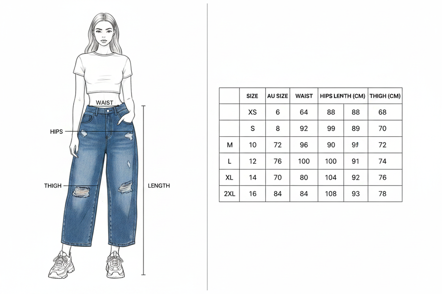 Size Guide – Barrel Jeans