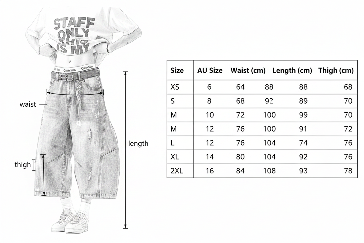 Size Guide – Barrel Jeans