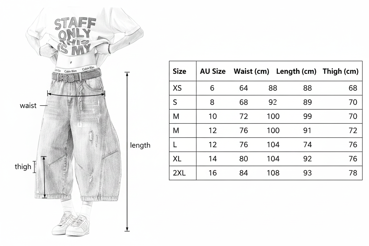 Size Guide – Barrel Jeans