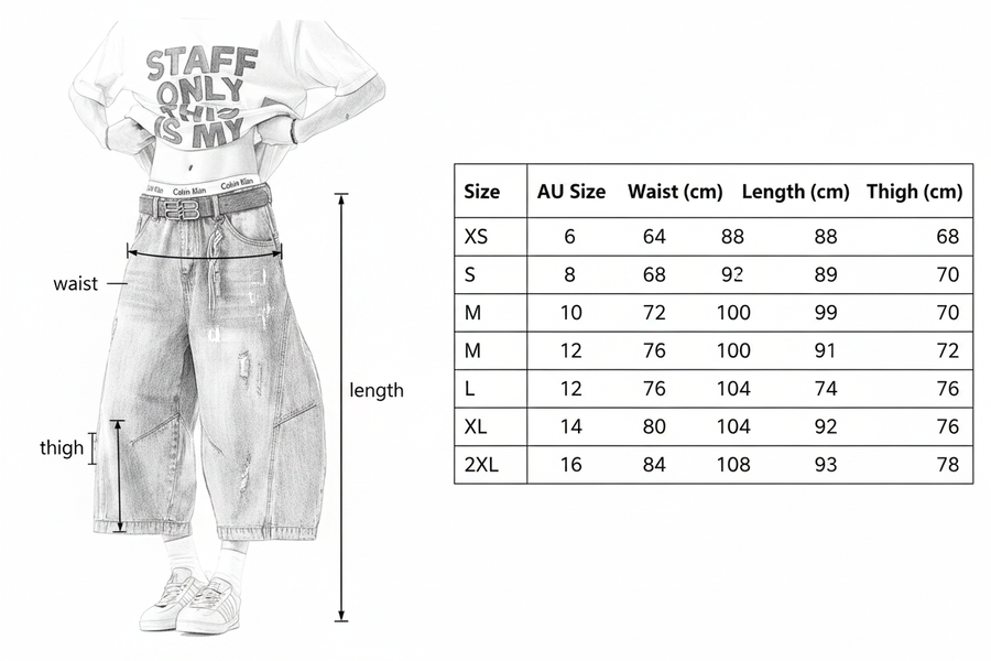 Size Guide – Barrel Jeans