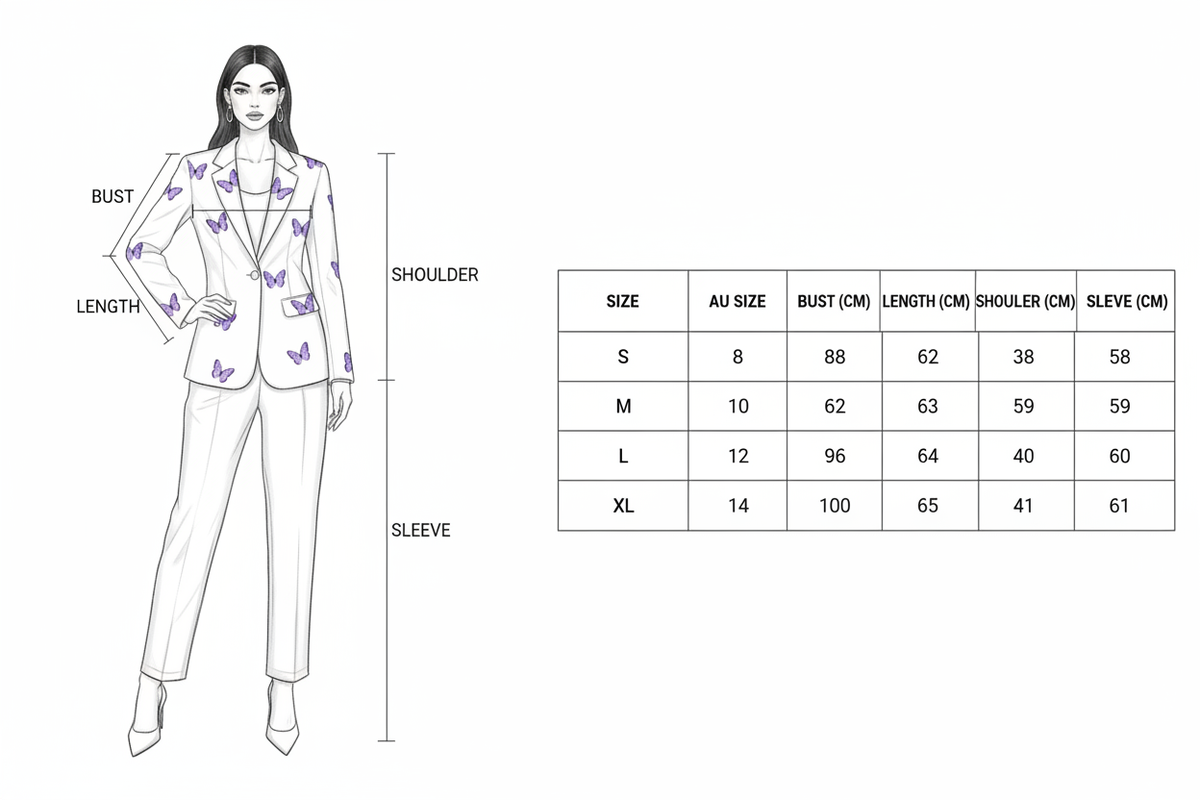 Size Guide – Butterfly Blazer