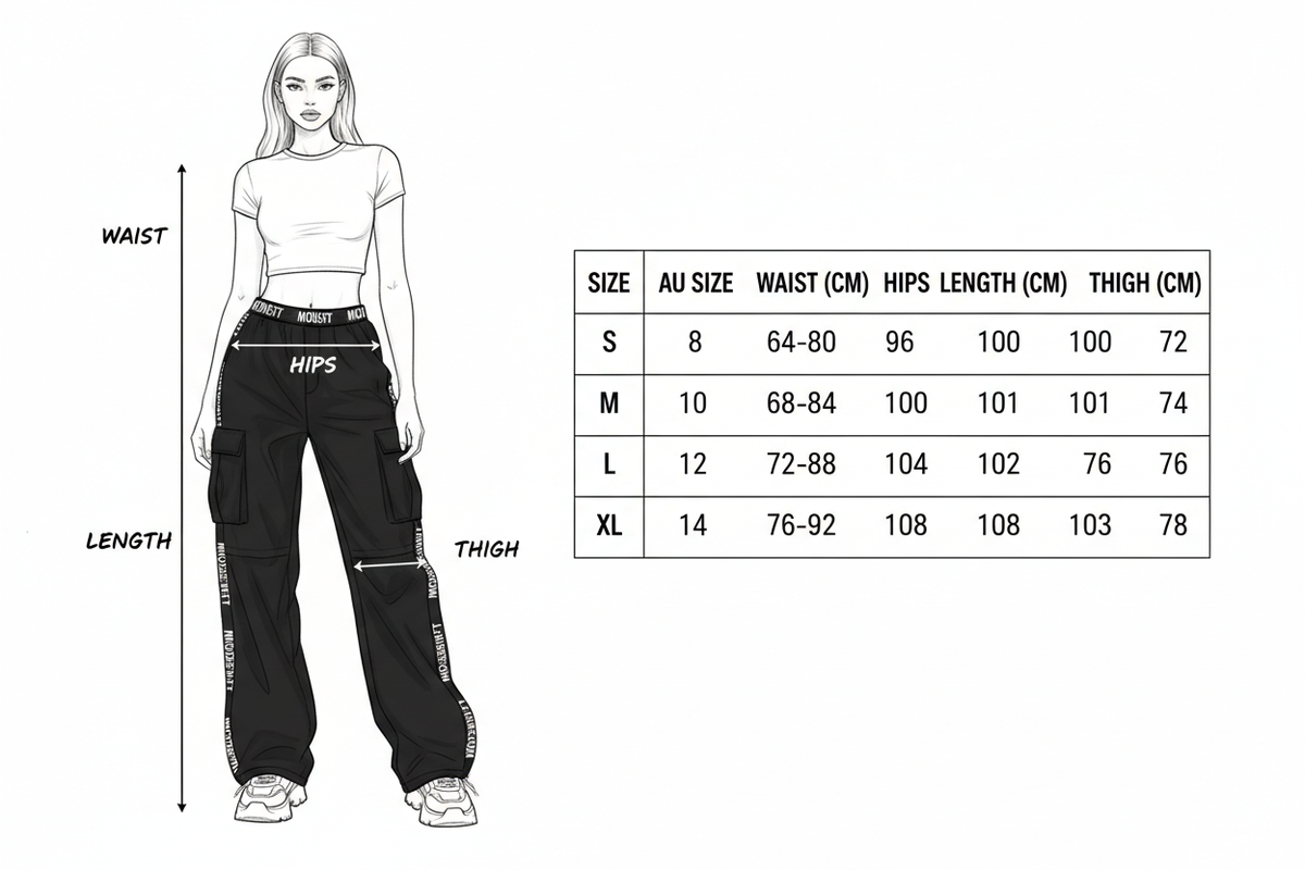 Size Guide – Cargo Parachute Pants