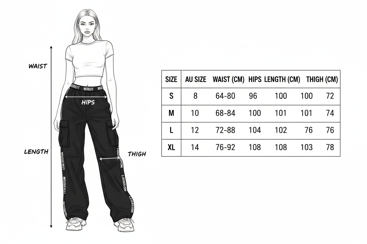 Size Guide – Cargo Parachute Pants