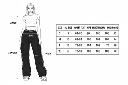 Size Guide – Cargo Parachute Pants