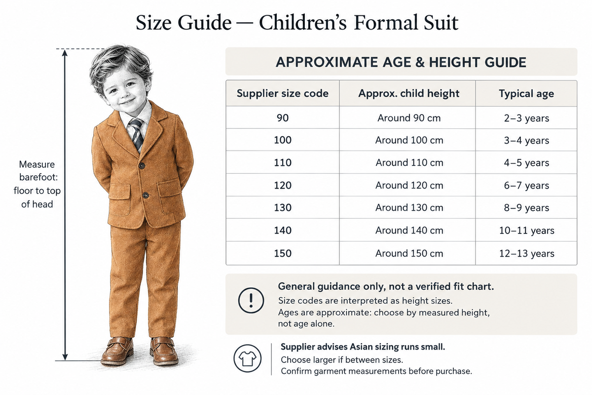 Size Guide — Children’s Formal Suit