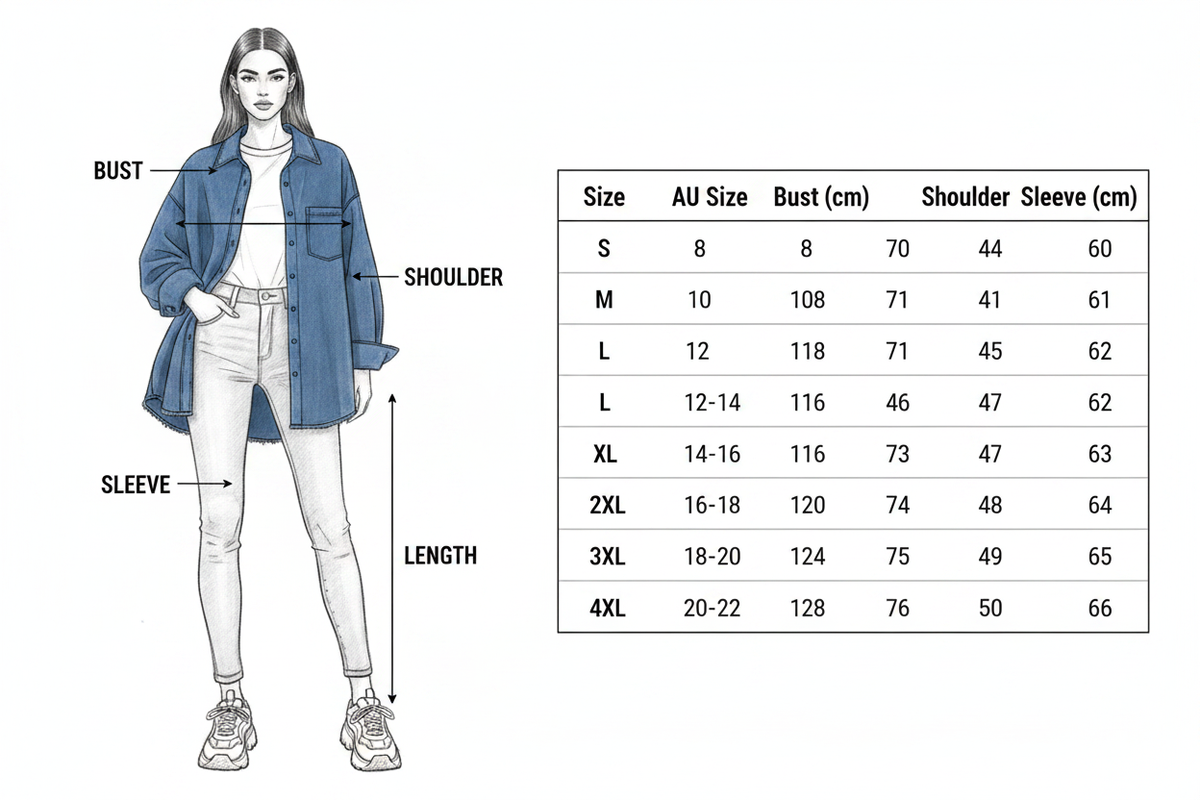 Size Guide – Denim Shirt