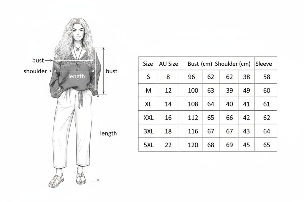 Size Guide – Ethnic Print Blouse