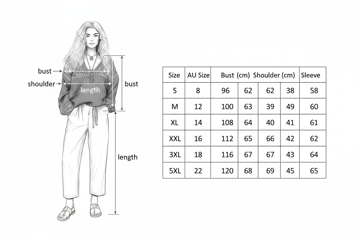 Size Guide – Ethnic Print Blouse