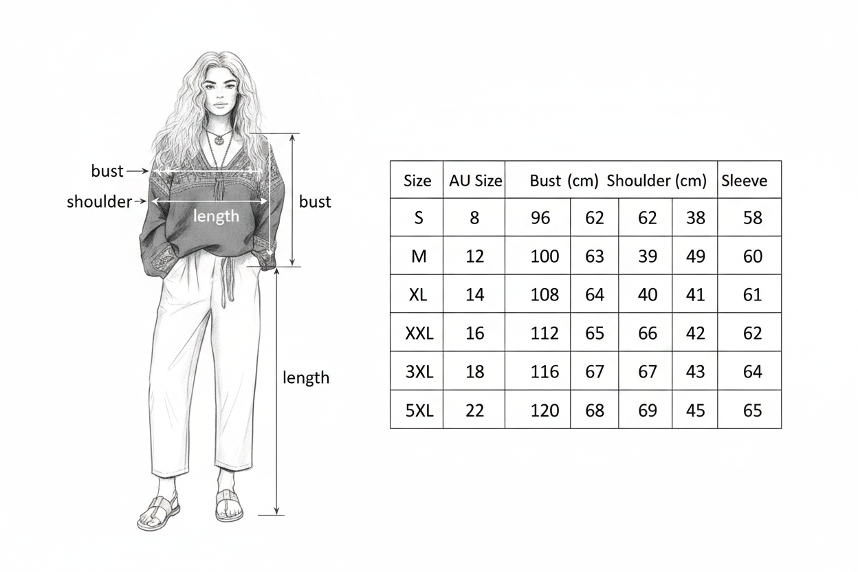 Size Guide – Ethnic Print Blouse