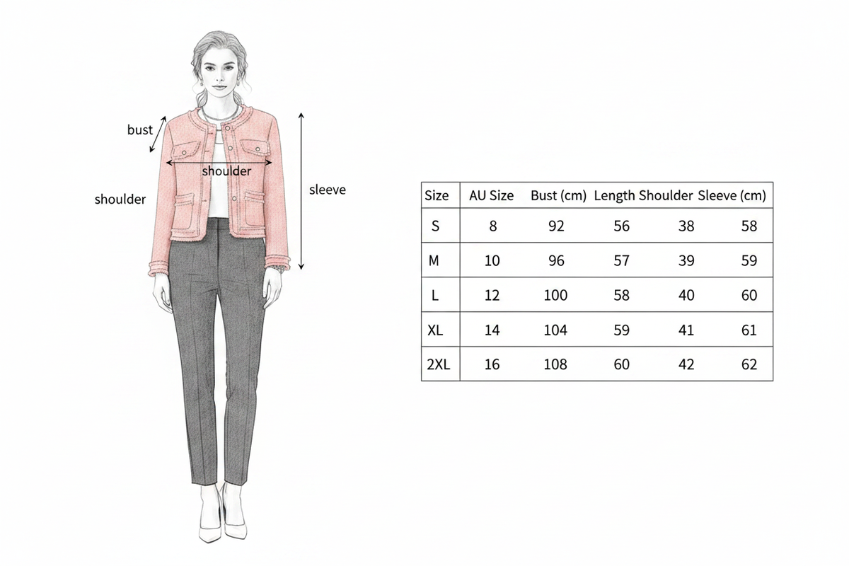 Size Guide – French Tassel Tweed Jacket