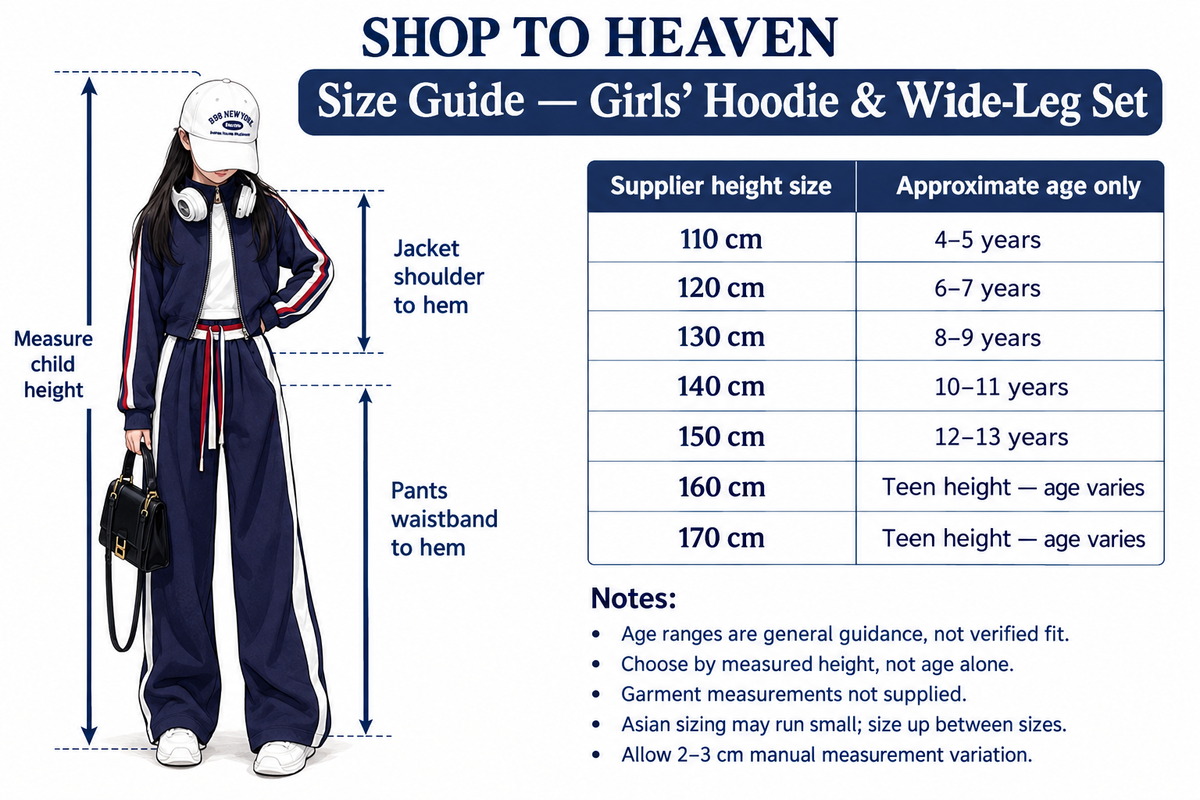 Size Guide — Girls’ Hoodie & Wide-Leg Set