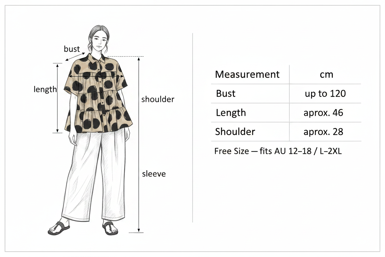 Size Guide – Ink Wash Polka Dot Blouse