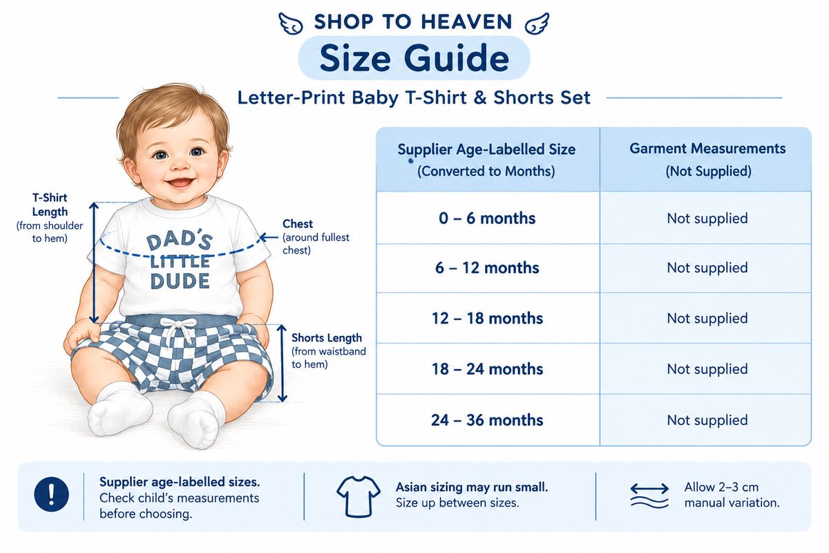 Size Guide — Letter-Print Baby T-Shirt & Shorts Set