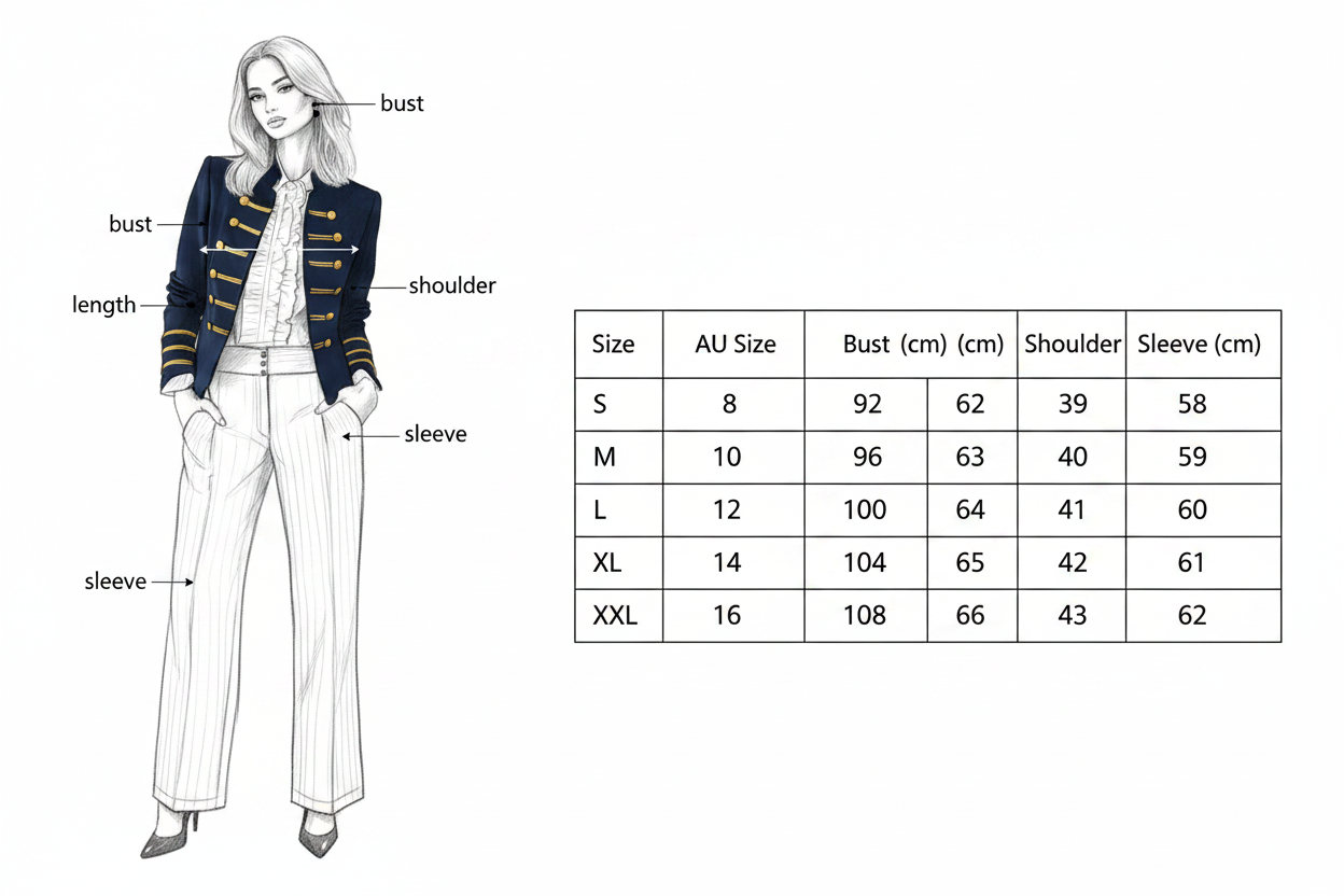 Size Guide – Navy Military Blazer