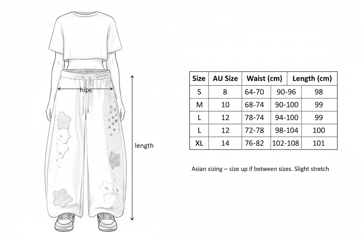 Size Guide – Patchwork Sweatpants