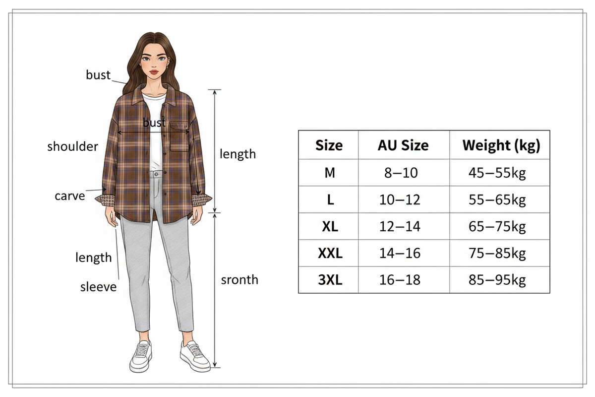 Size Guide – Plaid Flannel Shirt