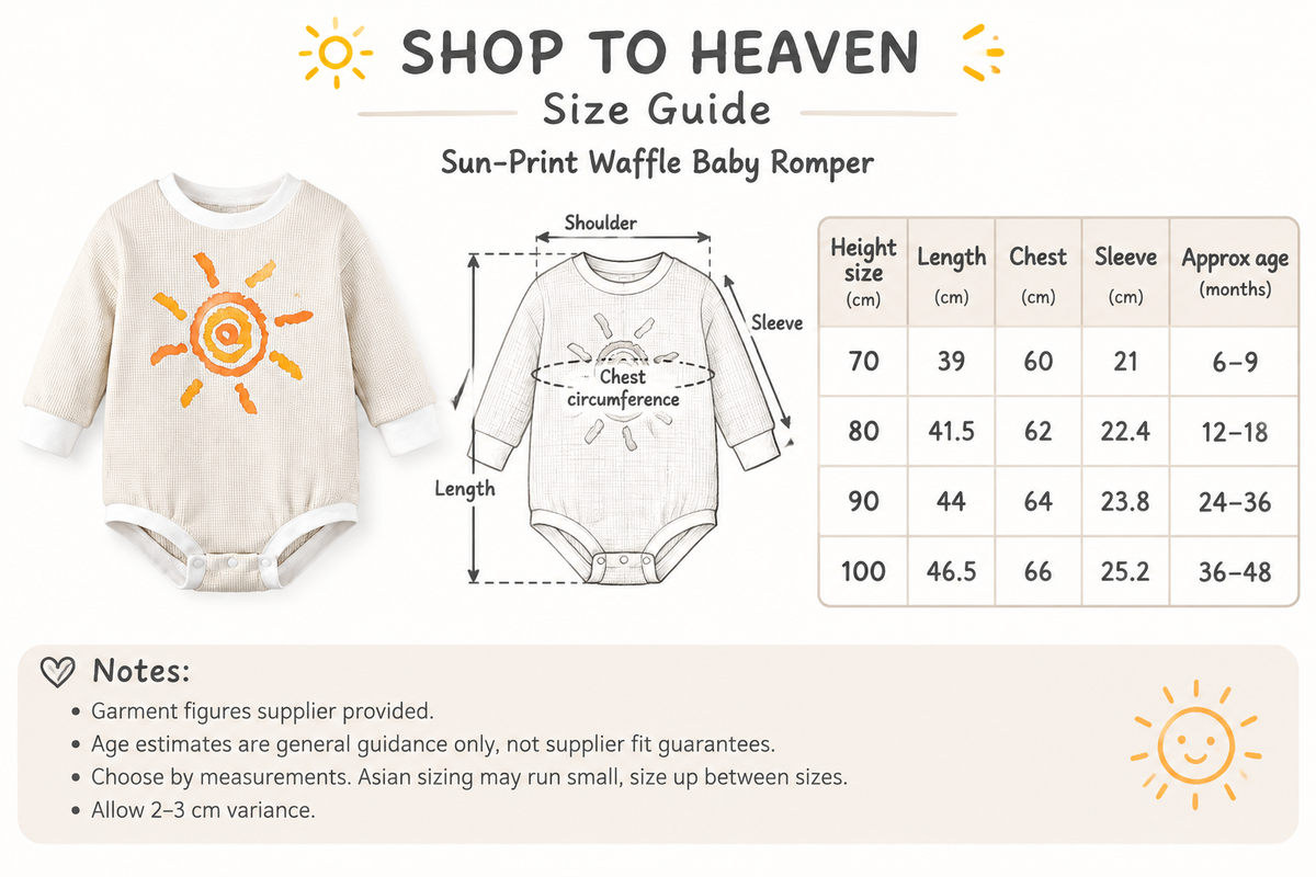 Size Guide — Sun-Print Waffle Baby Romper