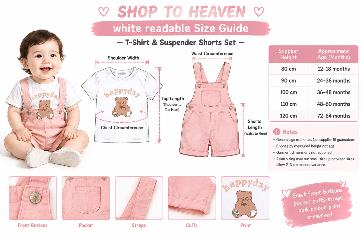 Size Guide — T-Shirt & Suspender Shorts Set