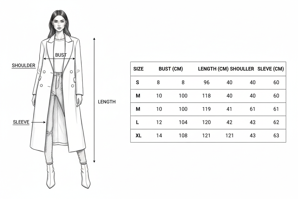 Size Guide – White Trench Coat