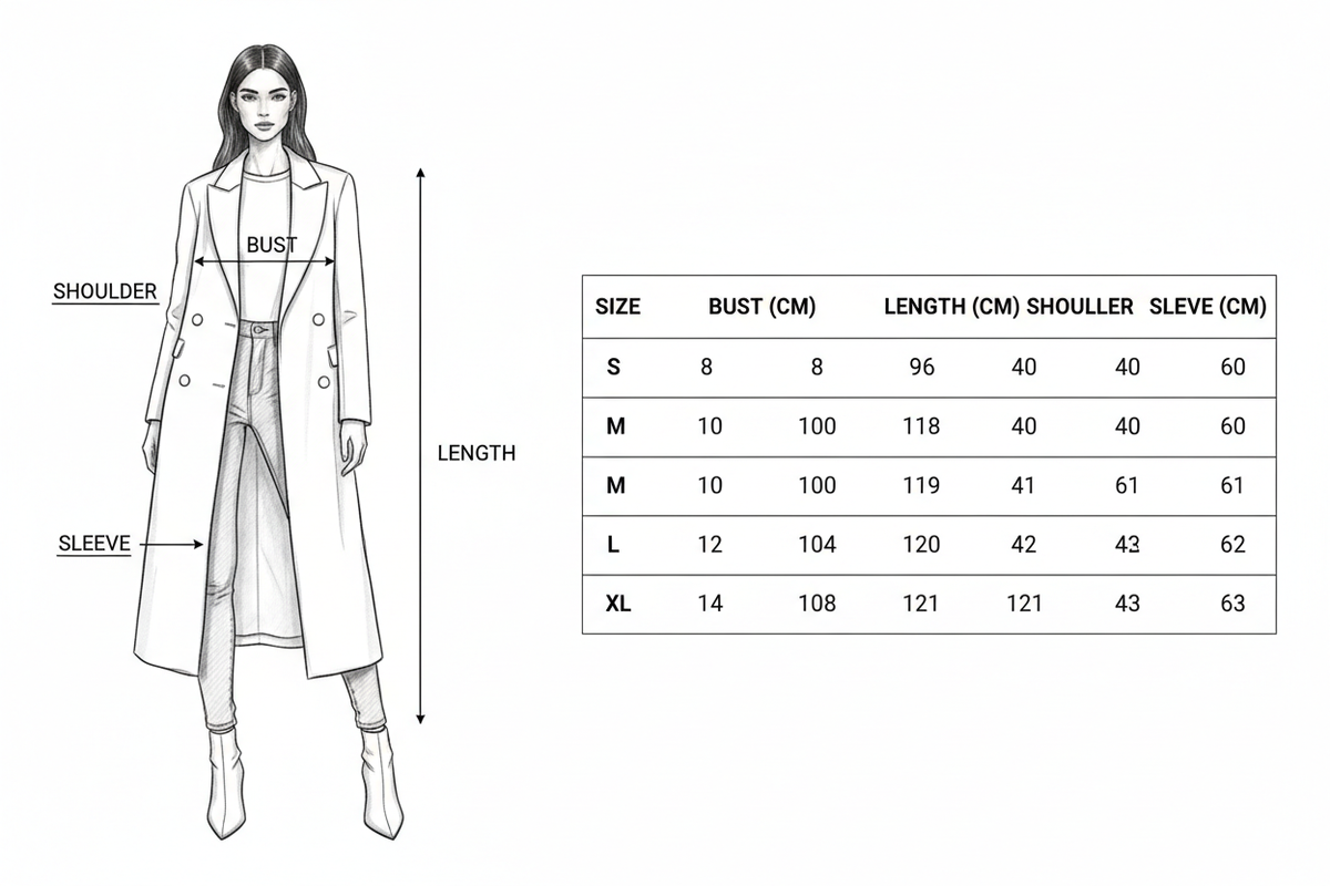 Size Guide – White Trench Coat