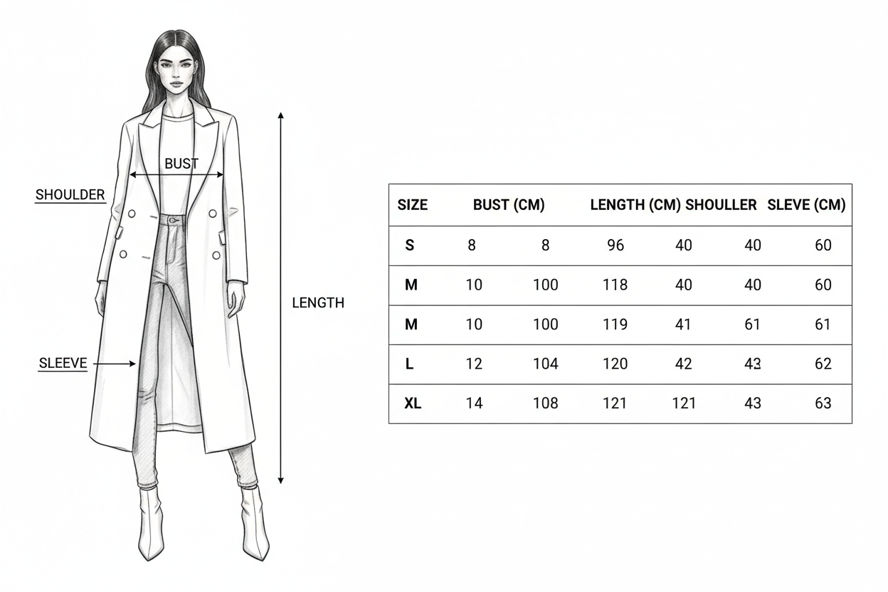 Size Guide – White Trench Coat