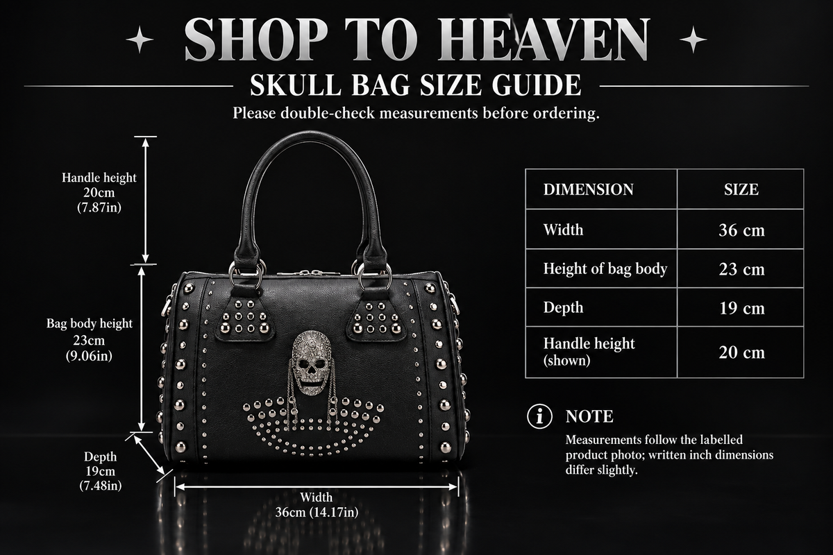 Skull Handbag Size Guide