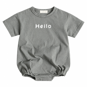 colour gray — Hello Short-Sleeve Baby Bubble Romper | 66–100 cm