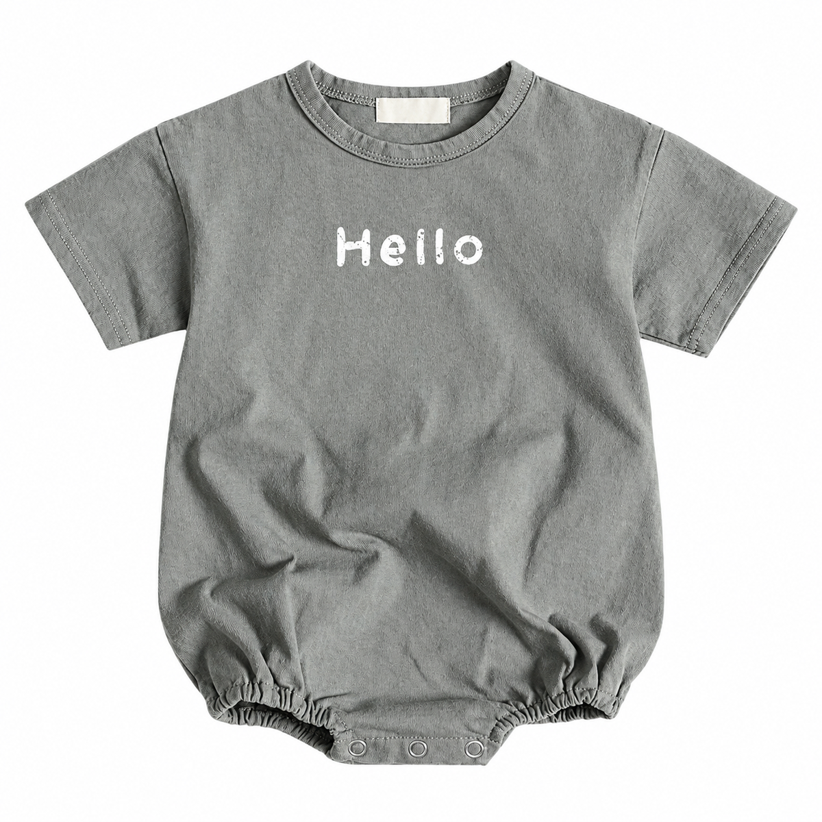 colour gray — Hello Short-Sleeve Baby Bubble Romper | 66–100 cm