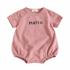 colour pink — Hello Short-Sleeve Baby Bubble Romper | 66–100 cm