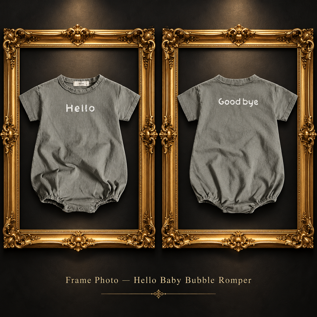 Front and back frame — Hello Short-Sleeve Baby Bubble Romper | 66–100 cm