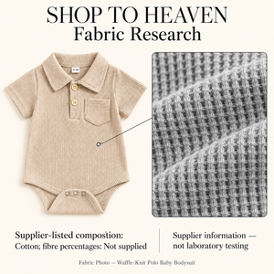 Fabric Research — Waffle-Knit Polo Baby Bodysuit | Five Colours | 0–12 months; supplier information, not laboratory testing