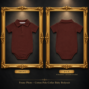 Front and back frame — Cotton Polo-Collar Baby Bodysuit | 3–24 months