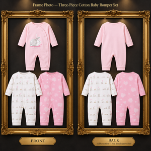 Front and back frame — Three-Piece Cotton Baby Romper Set | 0–18 months