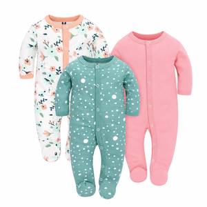 pack floral — Three-Pack Cotton Footed Baby Sleepers | 0–7 months