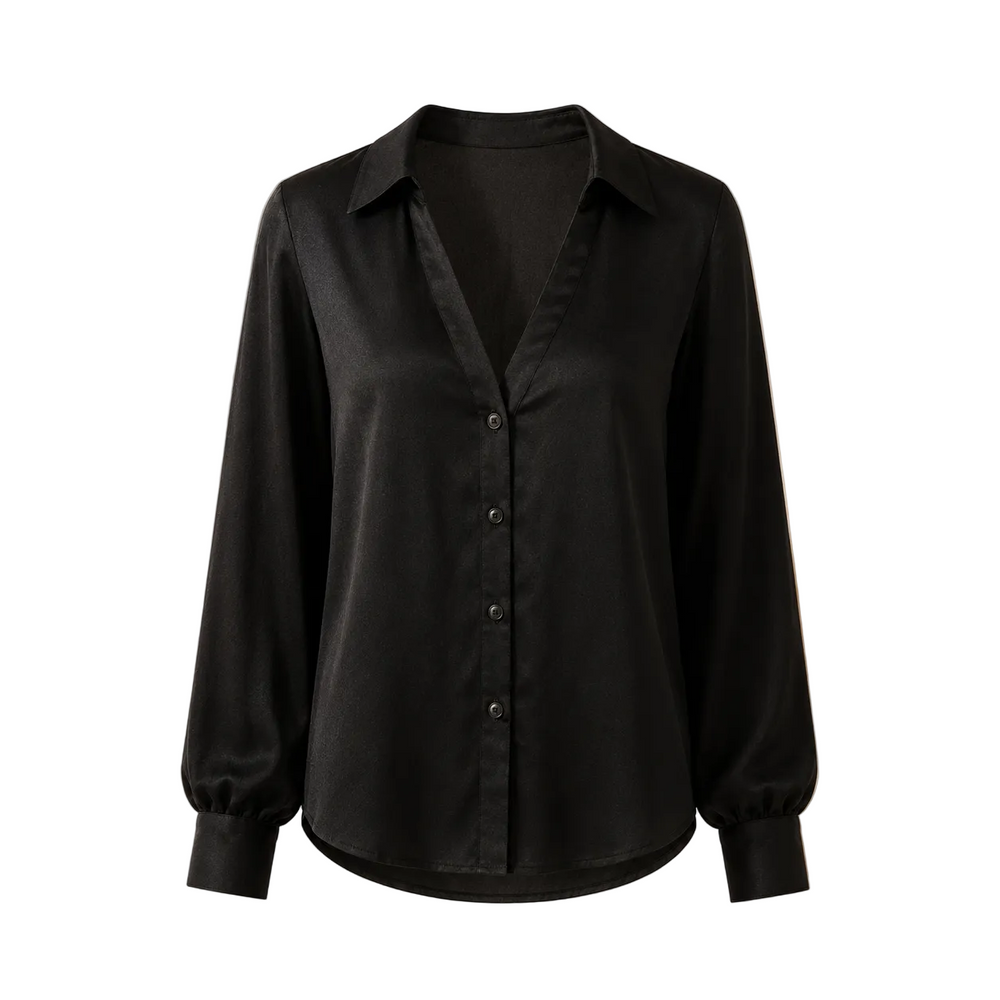 Women's Black V-Neck Shirt — Relaxed Everyday Top